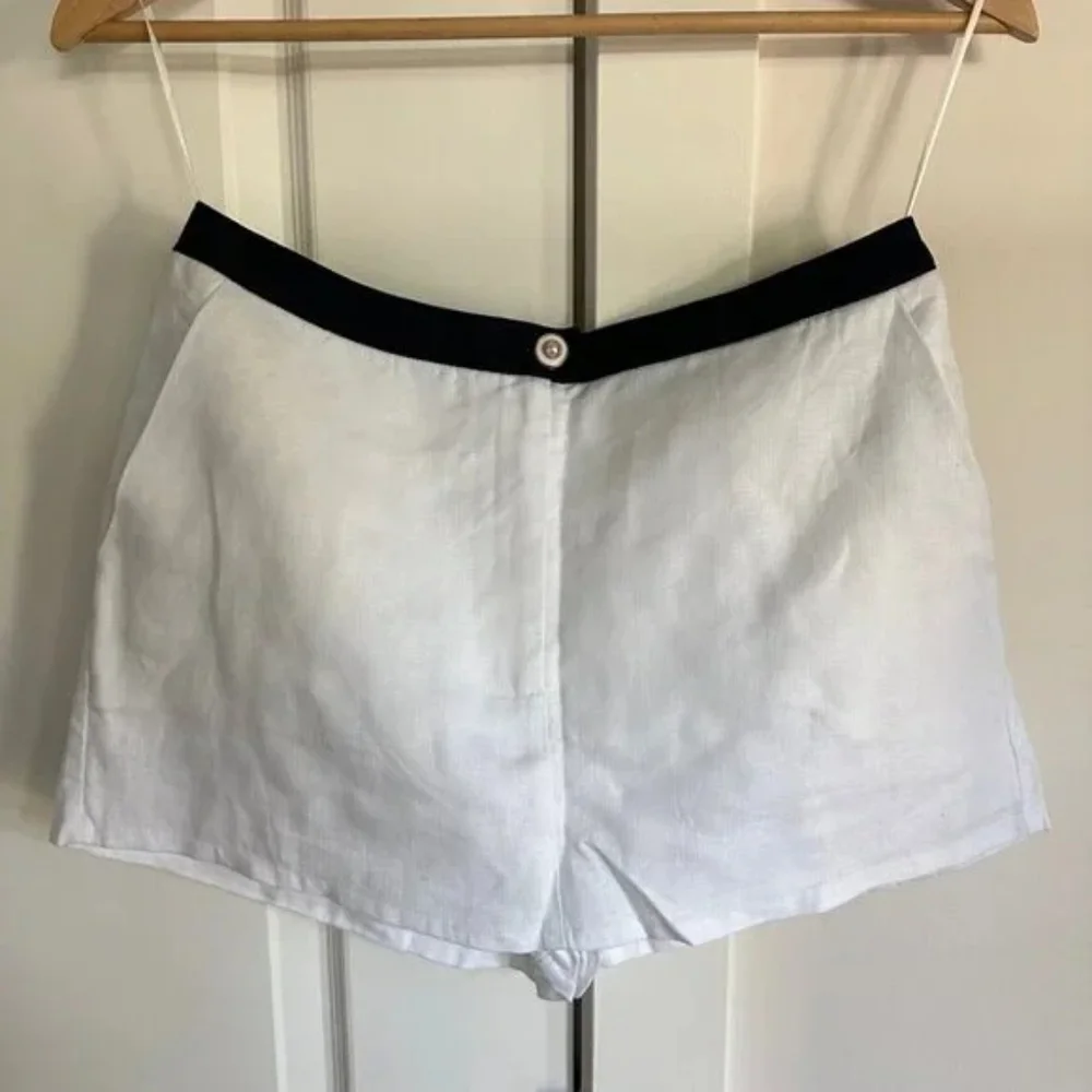 NEW Reformation Roxy Linen Two Piece Skort in White Black Contrast | size 4